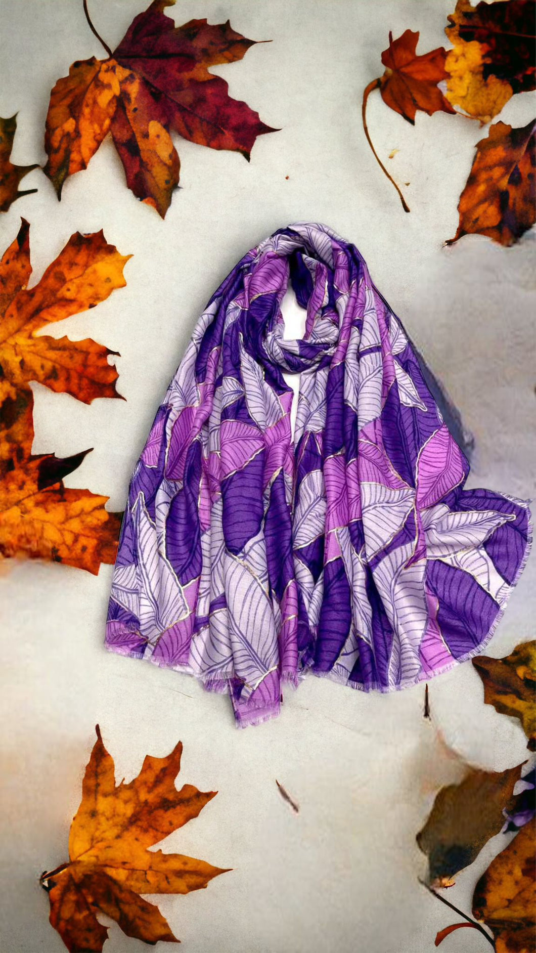 Purple Leaf Shawl / Scarf