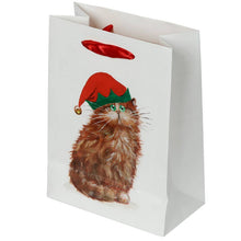 Load image into Gallery viewer, Kim Haskins Cats Christmas Holidays Elves Gift Bag - Medium

