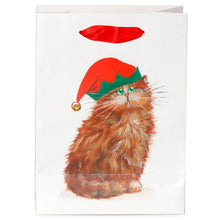 Load image into Gallery viewer, Kim Haskins Cats Christmas Holidays Elves Gift Bag - Medium
