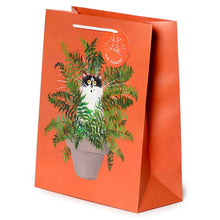 Load image into Gallery viewer, Kim Haskins Floral Cat in Fern Red Gift Bag - Large
