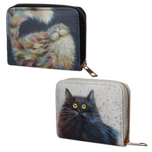 Load image into Gallery viewer, Kim Haskins Cat Zip Around Small Wallet Purse

