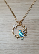 Load image into Gallery viewer, Cat, stars and flower ring necklace
