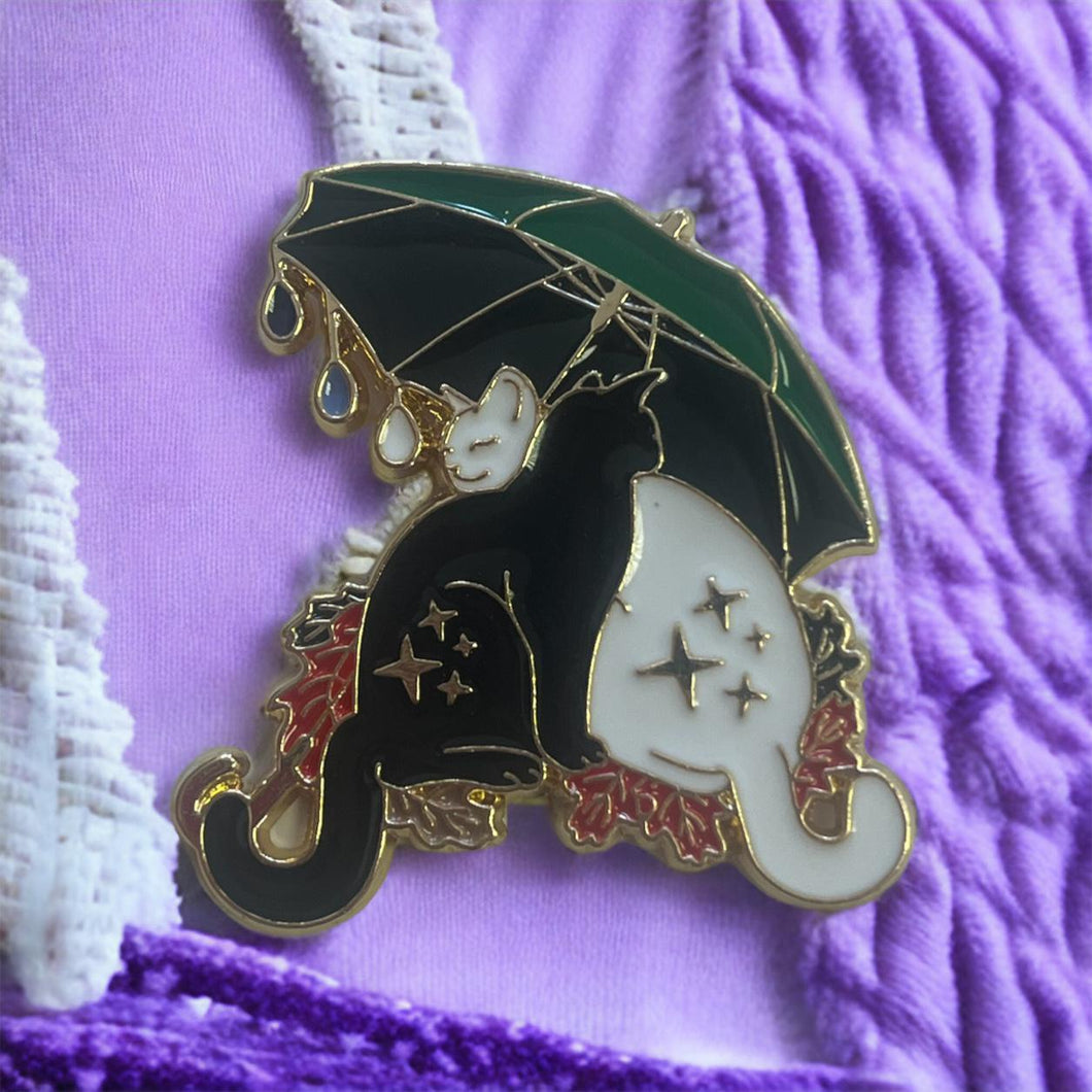 Umbrella Cats Pin Badge