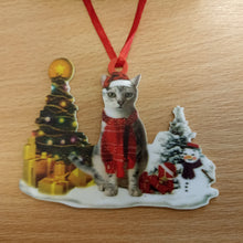 Load image into Gallery viewer, Christmas Trees, Cat and Snowman Decoration
