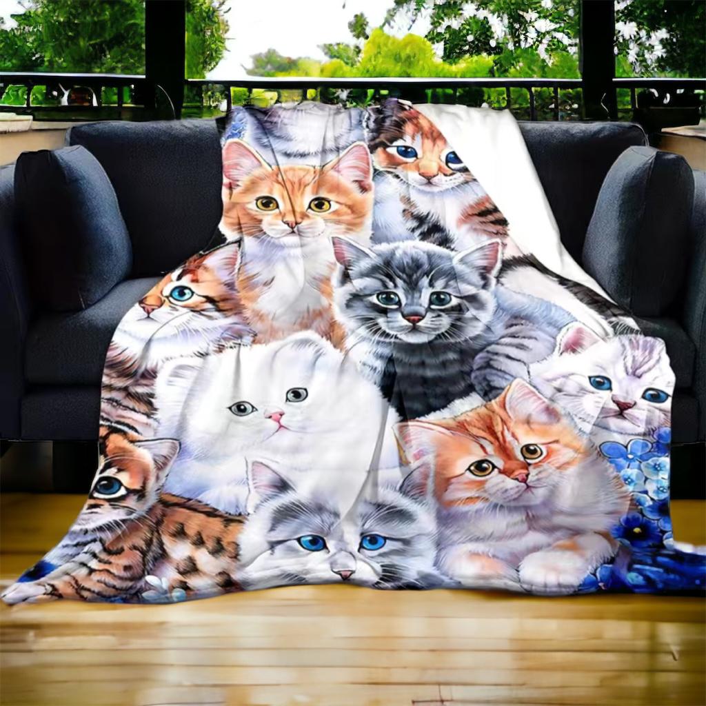 Cat Friends Flannel Blanket