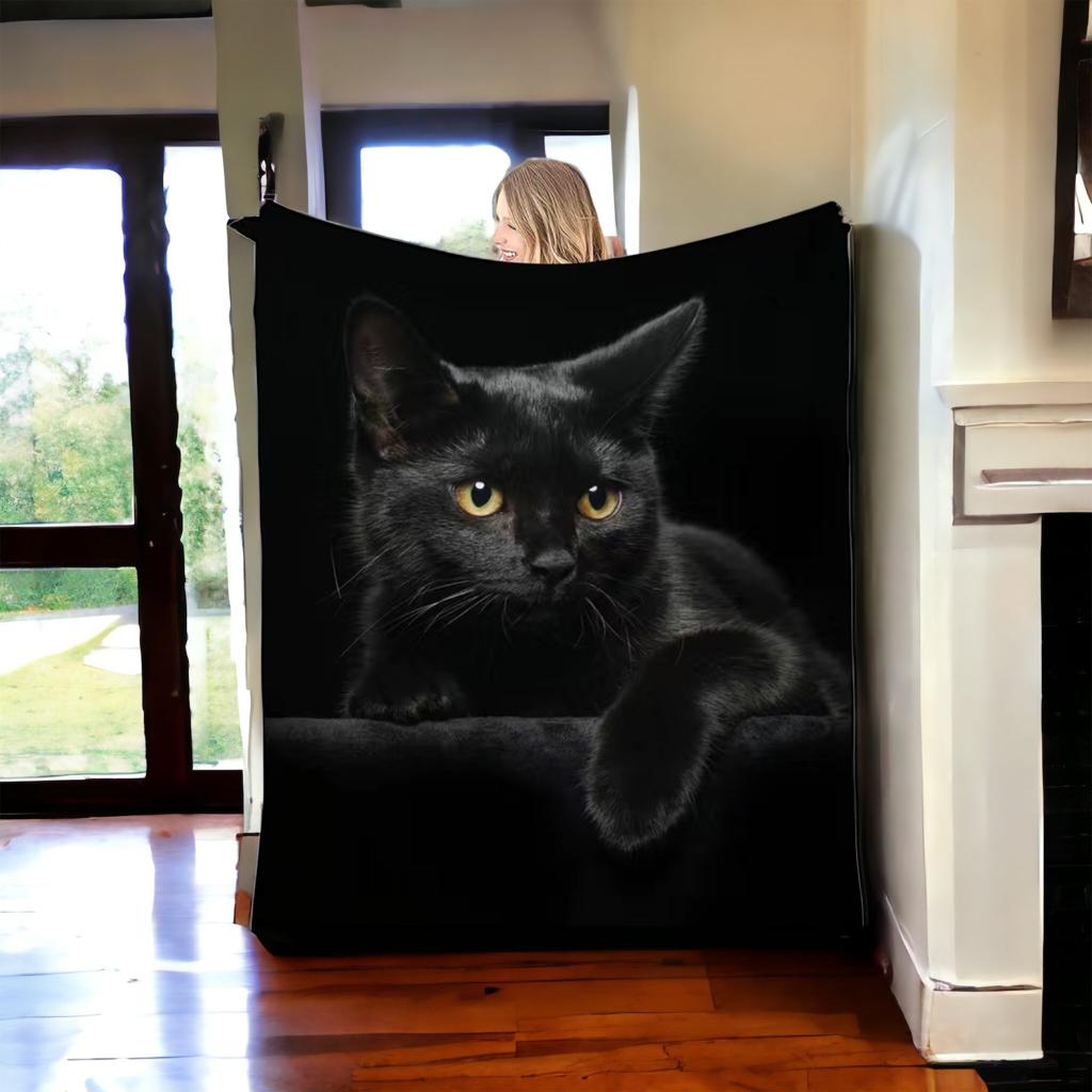 Black Cat Flannel Blanket