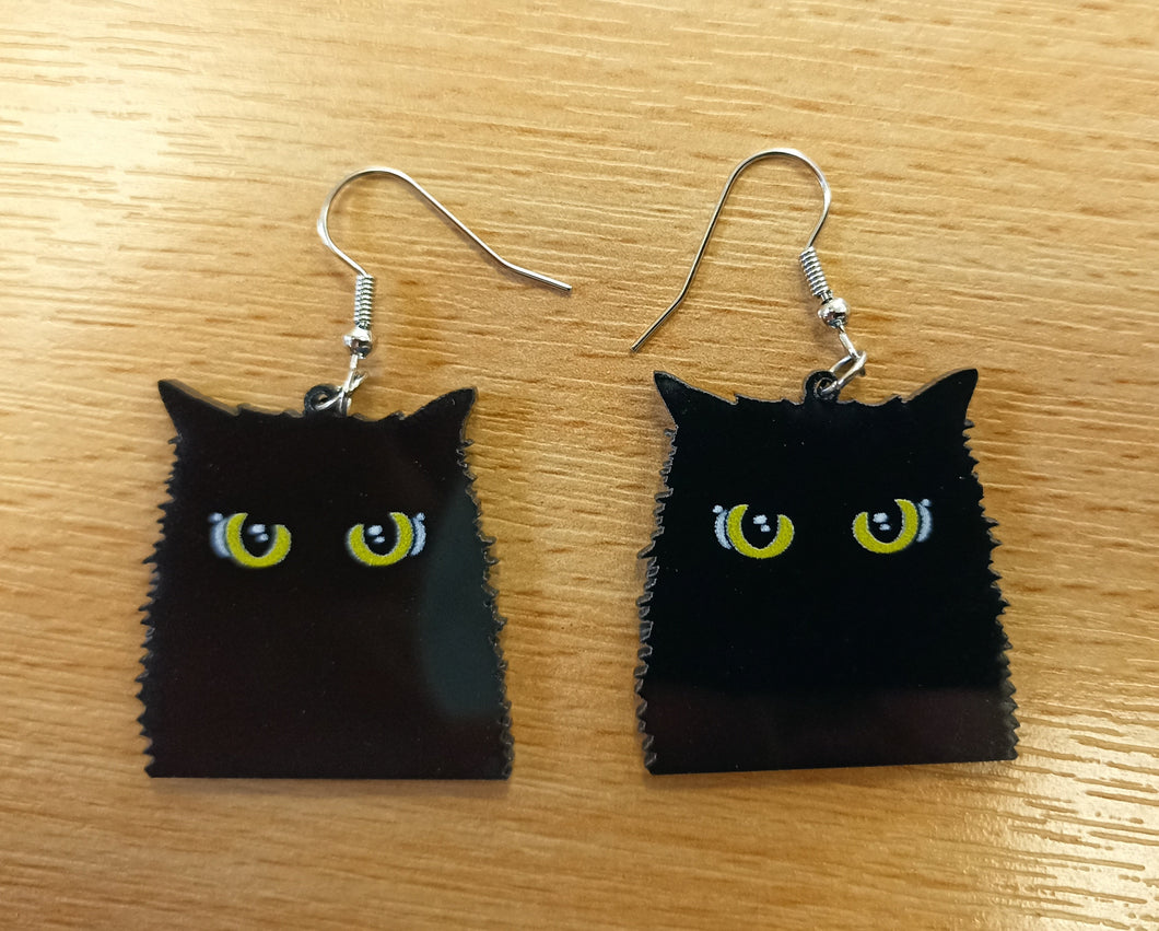 Black Cat Dangle Earrings