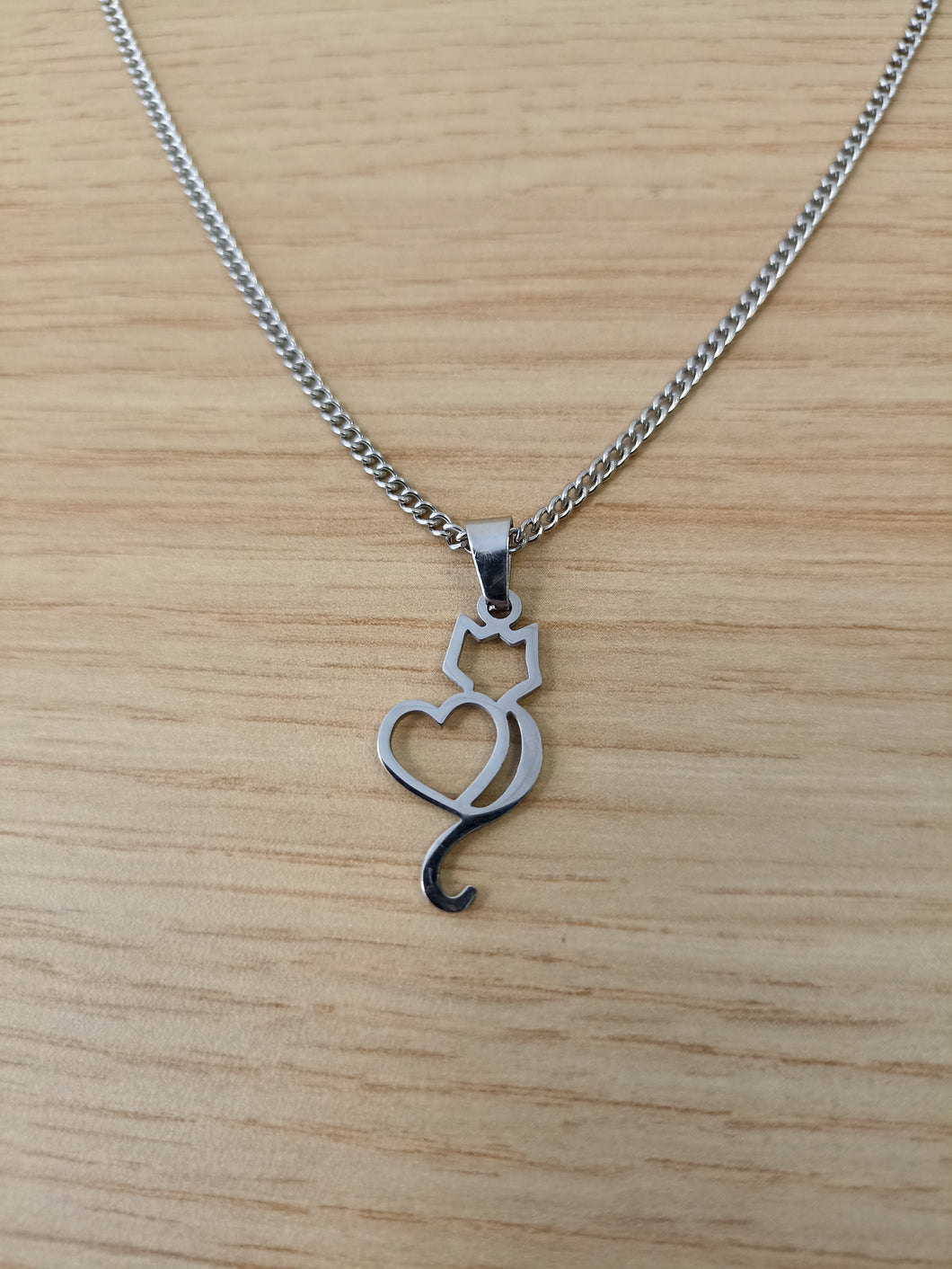 Cat & Heart Necklace