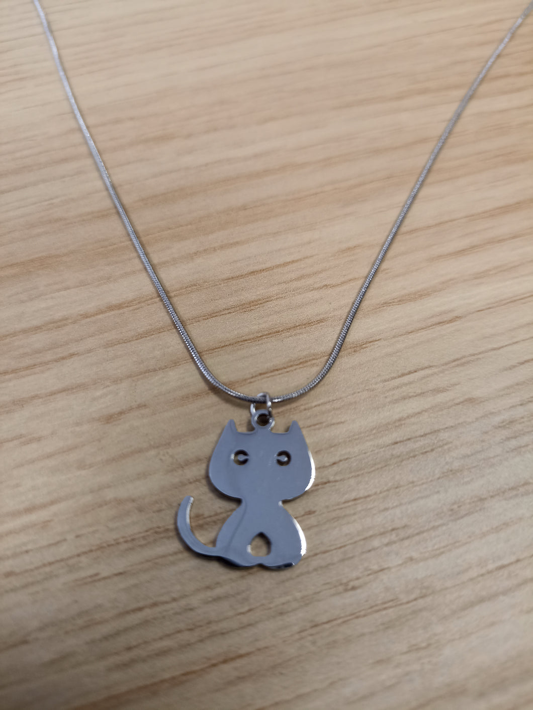Silver Sitting Cat Necklace
