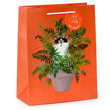 Load image into Gallery viewer, Kim Haskins Floral Cat in Fern Red Gift Bag - Large
