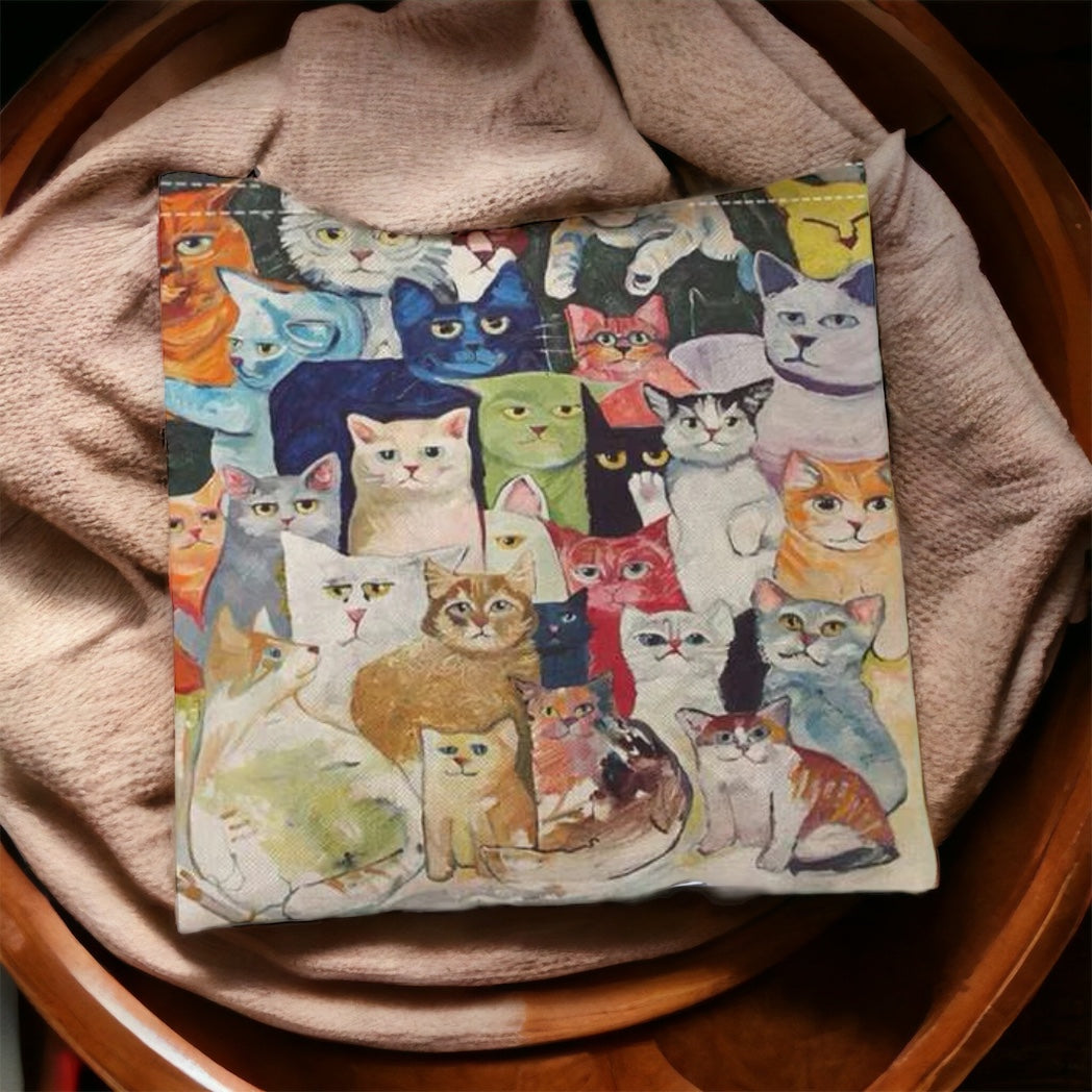 Linen Kitty Shoulder Tote