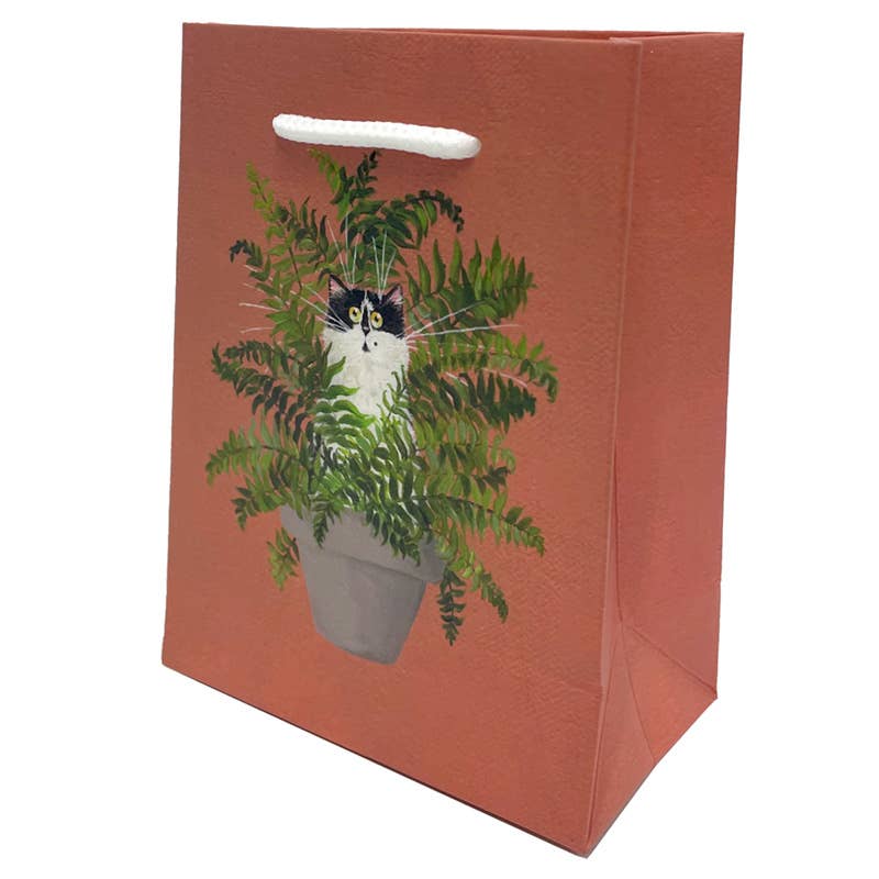 Kim Haskins Floral Cat in Fern Red Gift Bag - Small